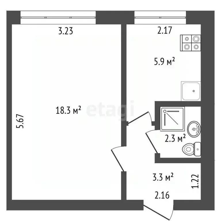 1-к кв. Самарская область, Самара пос. 113 километр, ул. Липяговская, ... - Фото 2