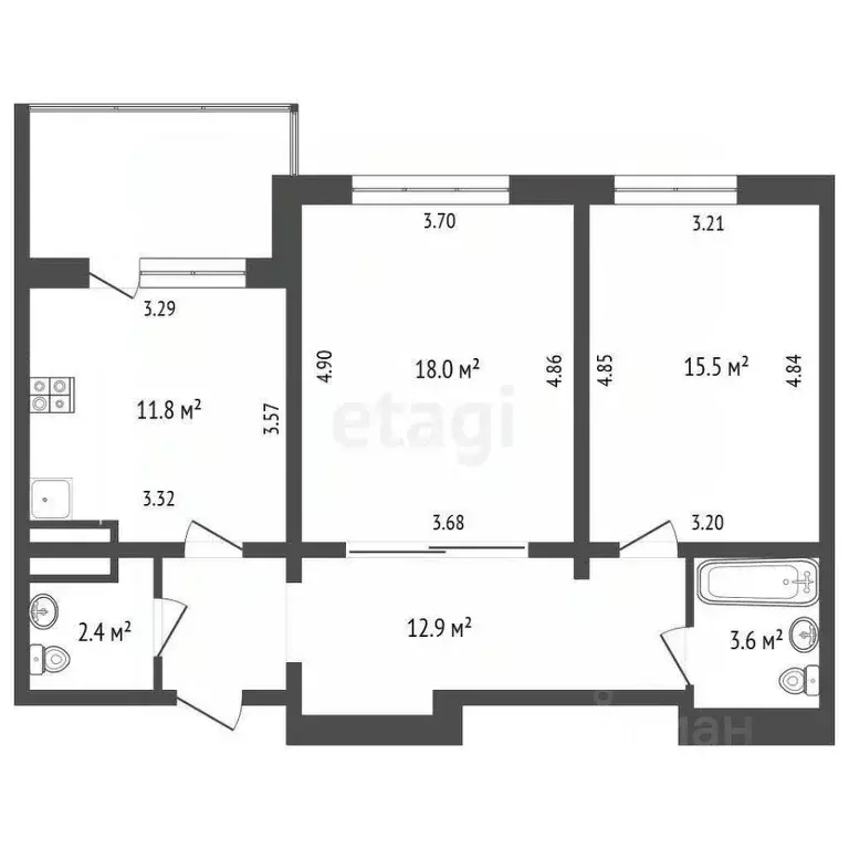 2-к кв. Севастополь просп. Античный, 8В (66.4 м) - Фото 2