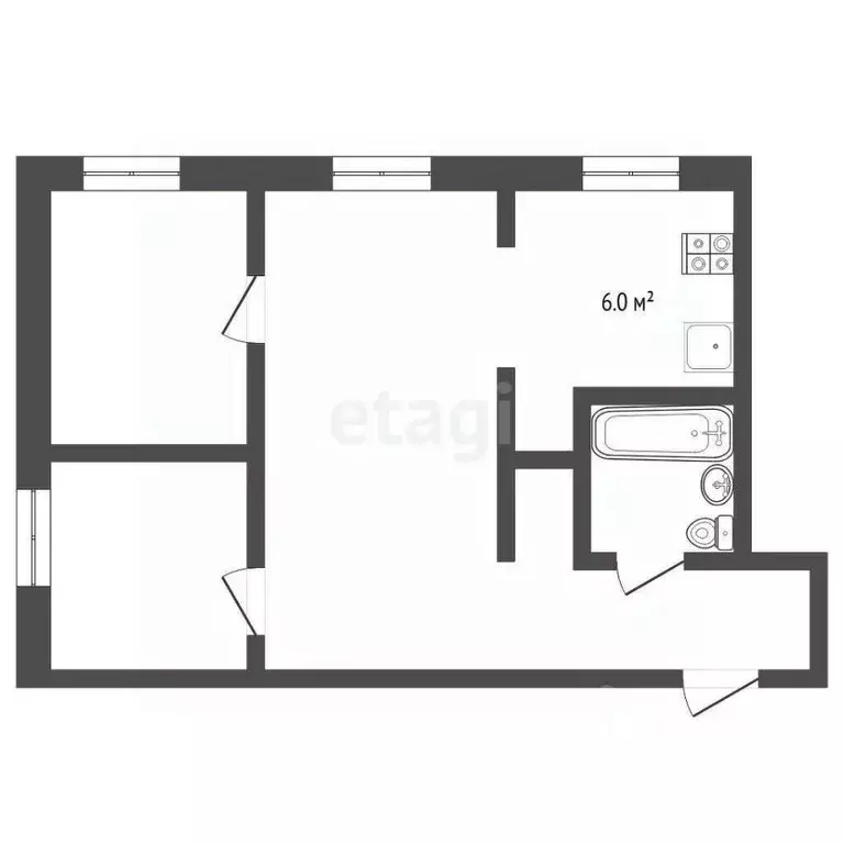 2-к кв. Тюменская область, Тюмень Гилево мкр, ул. Вербная, 4 (42.4 м) - Фото 1