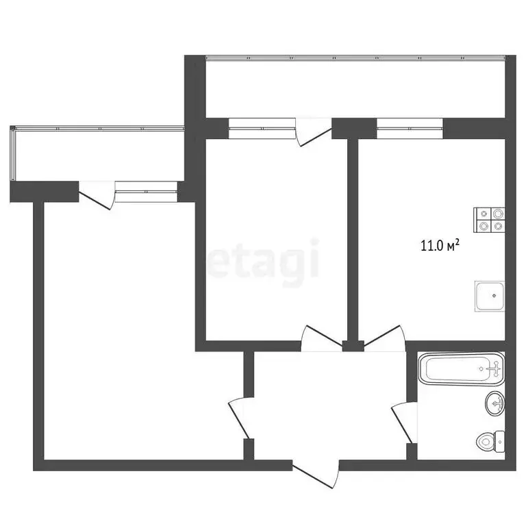 2-комнатная квартира: Тюмень, Широтная улица, 193к1 (49 м) - Фото 1