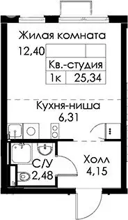 Квартира-студия: деревня Новое Девяткино, жилой комплекс Заречный ... - Фото 0