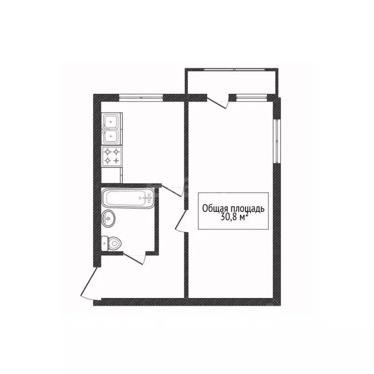 1-к кв. Брянская область, Брянск ул. Ухтомского, 4 (30.8 м) - Фото 2