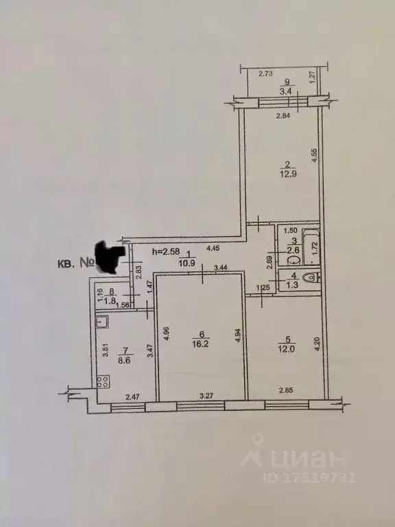 3-к кв. Башкортостан, Стерлитамак ул. Артема, 55 (66.3 м) - Фото 2
