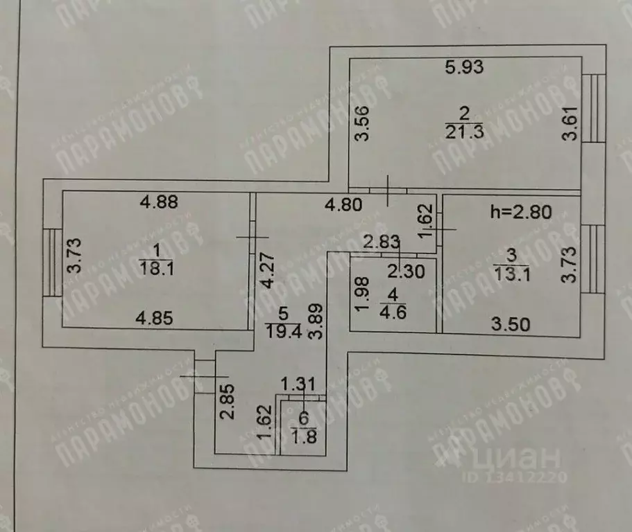2-к кв. Тверская область, Тверь Голландская ул., 14 (78.3 м) - Фото 1