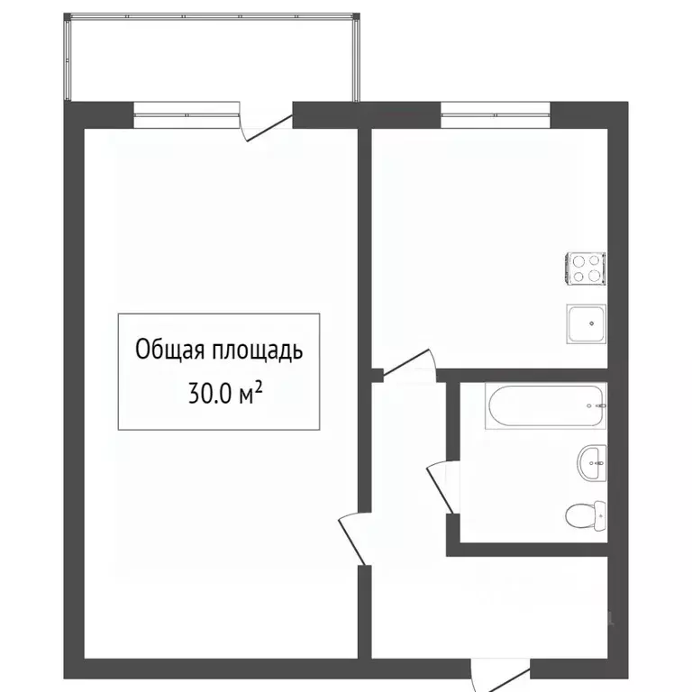 1-к кв. Томская область, Томск Черемошники мкр, ул. Профсоюзная, 37 ... - Фото 2