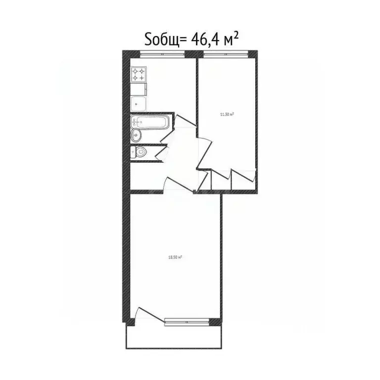 2-к кв. Брянская область, Клинцы просп. Ленина, 49 (46.4 м) - Фото 2