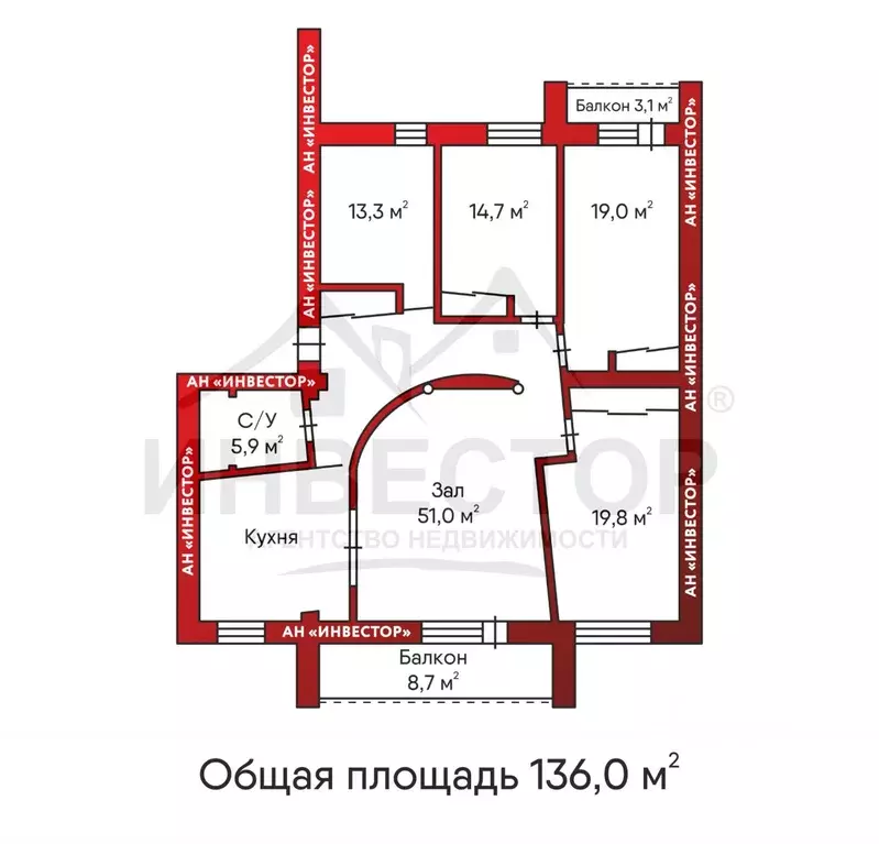 5-к кв. Челябинская область, Челябинск Витебская ул., 2б (136.0 м) - Фото 0