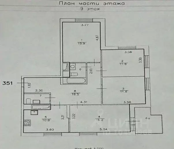 3-к кв. Москва Лазоревый проезд, 5к3 (80.0 м) - Фото 2