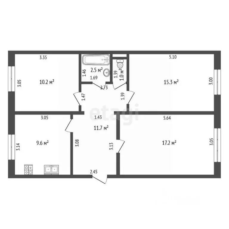 3-к кв. Забайкальский край, Чита пос. Текстильщиков, 4-й мкр, 18 (67.5 ... - Фото 2