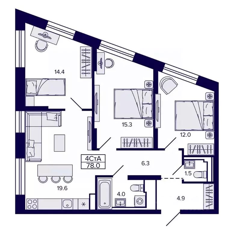 4-к кв. Хабаровский край, Хабаровск ул. Карла Маркса, 96/1 (78.02 м) - Фото 1