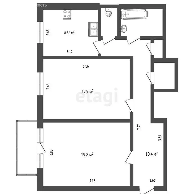 2-комнатная квартира: Москва, улица Говорова, 12 (65 м) - Фото 0
