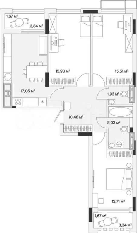 3-к. квартира, 83 м, 4/7 эт. - Фото 0