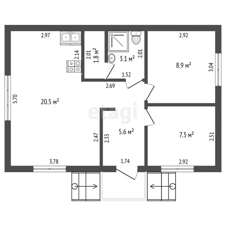 Дом в Тюмень, СНТ Тополя, 6-я улица (47.2 м) - Фото 1