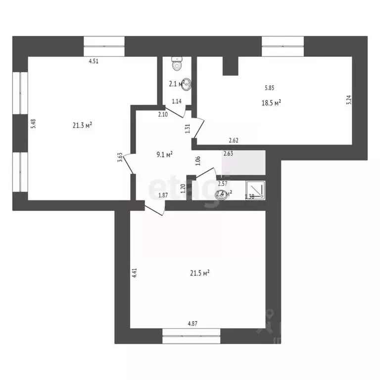 3-к кв. Забайкальский край, Чита ул. Весенняя, 11 (53.8 м) - Фото 1
