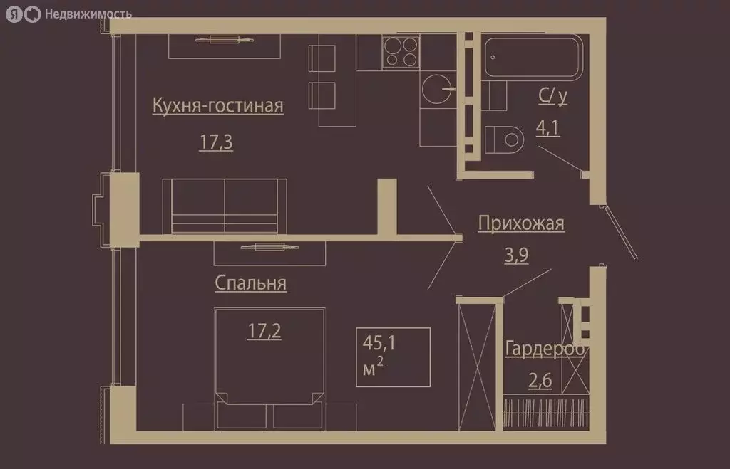2-комнатная квартира: Новосибирск, улица Чаплыгина, 54 (44.9 м) - Фото 0