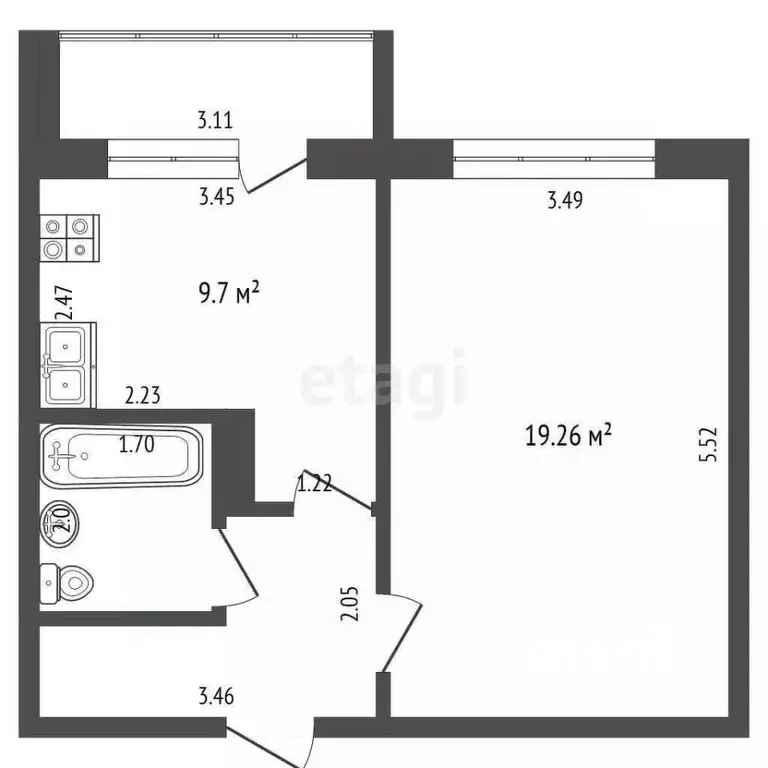 1-к кв. Мордовия, Саранск ул. Косарева, 119 (38.2 м) - Фото 0