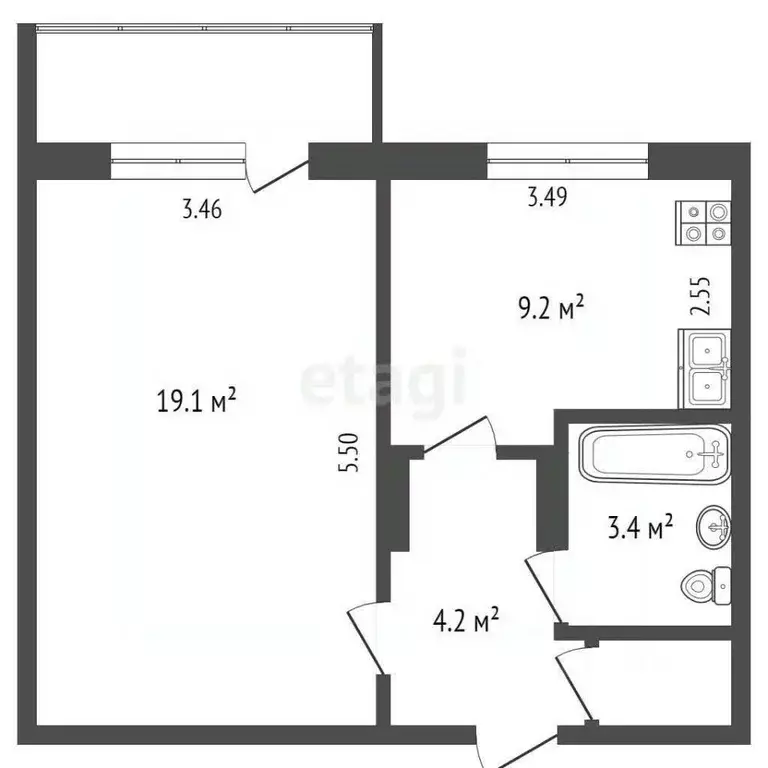 1-к кв. Мордовия, Саранск ул. Воинова, 26 (37.1 м) - Фото 2