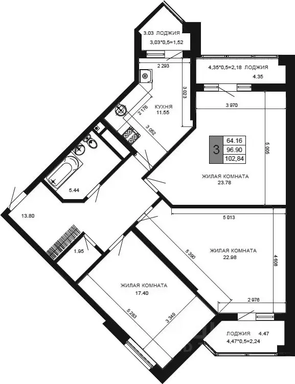 3-к кв. Краснодарский край, Краснодар 2-я Площадка мкр, ул. Ветеранов, ... - Фото 2