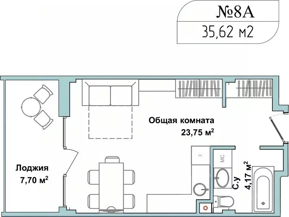 Студия Севастополь ул. Летчиков, 10 (34.9 м) - Фото 0