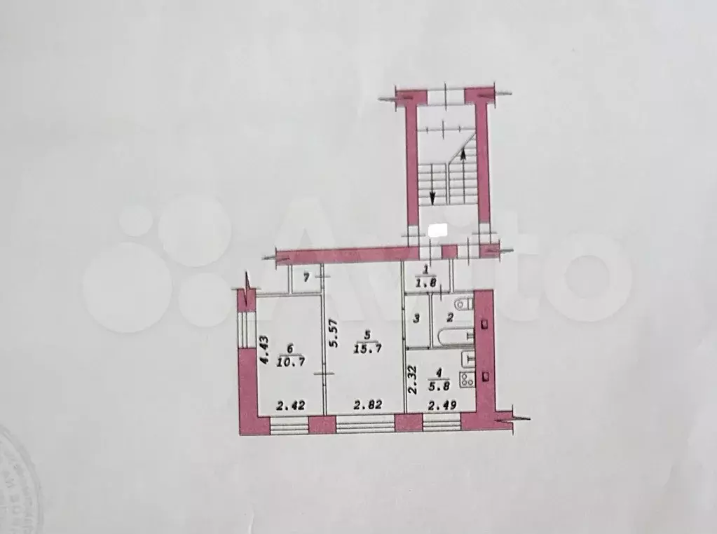 2-к. квартира, 39,7 м, 1/3 эт. - Фото 0