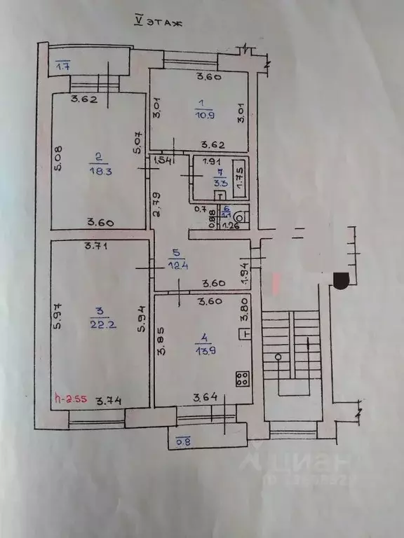 3-к кв. Мордовия, Саранск ул. Комарова, 16А (82.0 м) - Фото 0