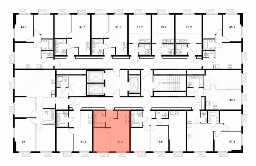 1-к. квартира, 31,8м, 24/25эт. - Фото 1