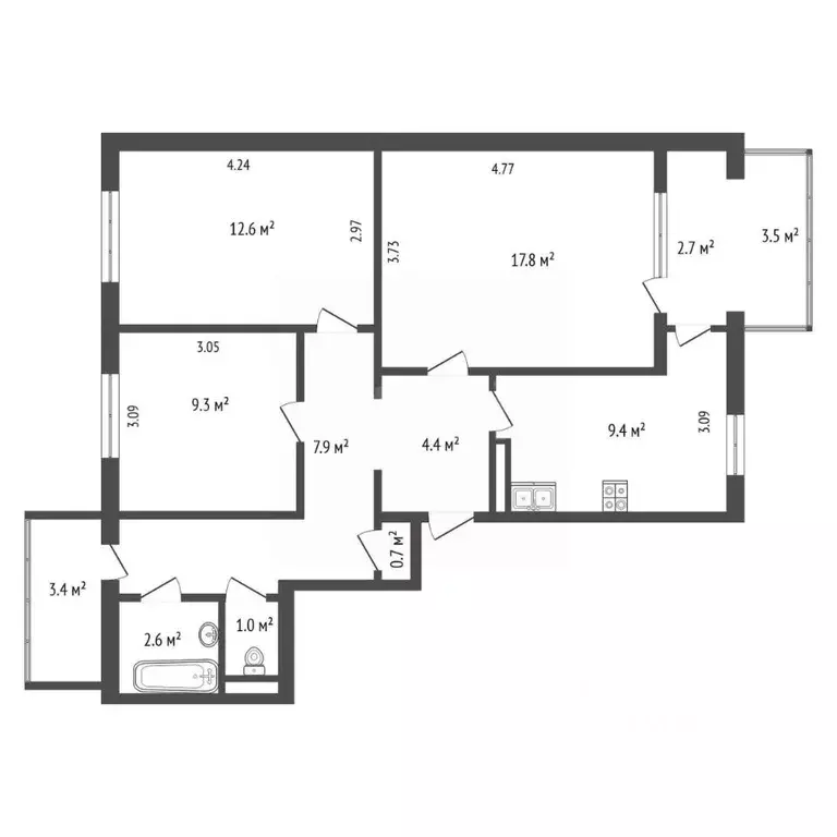 3-к кв. Крым, Ялта ул. Тимирязева, 27 (75.3 м) - Фото 2