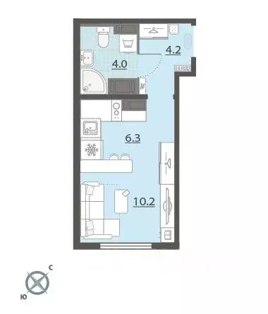 Студия Свердловская область, Екатеринбург Широкая Речка мкр, Меридиан ... - Фото 1