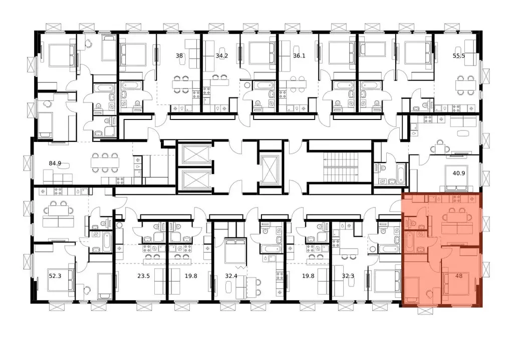 2-комнатная квартира: Мытищи, ЖК Ярославский Квартал, к1.1 (48 м) - Фото 1