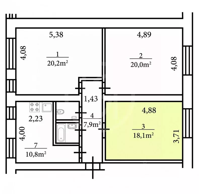 Комната Москва Большая Почтовая ул., 18/20К18 (18.1 м) - Фото 1