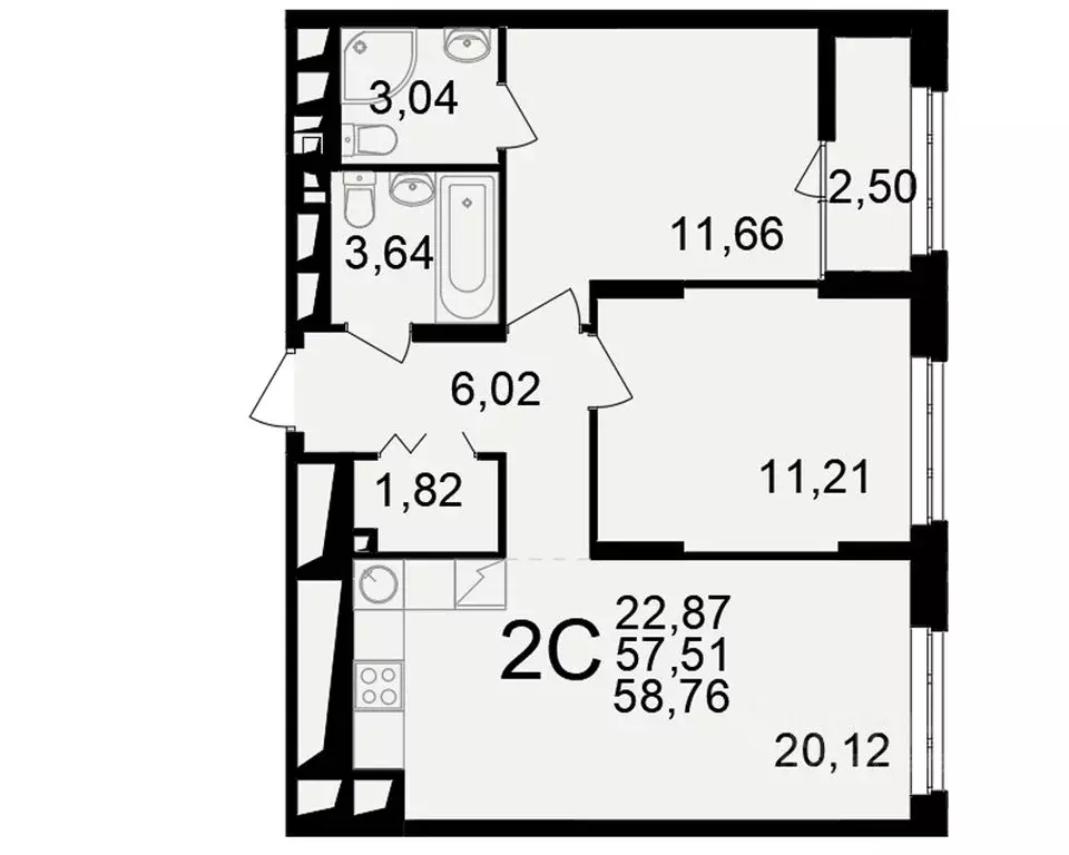 2-к кв. Рязанская область, Рязань ул. Чкалова (57.51 м) - Фото 1