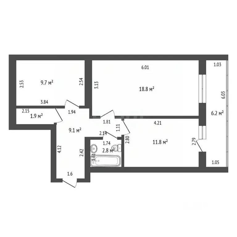 2-к кв. Чувашия, Чебоксары ул. Щорса, 26 (54.1 м) - Фото 2