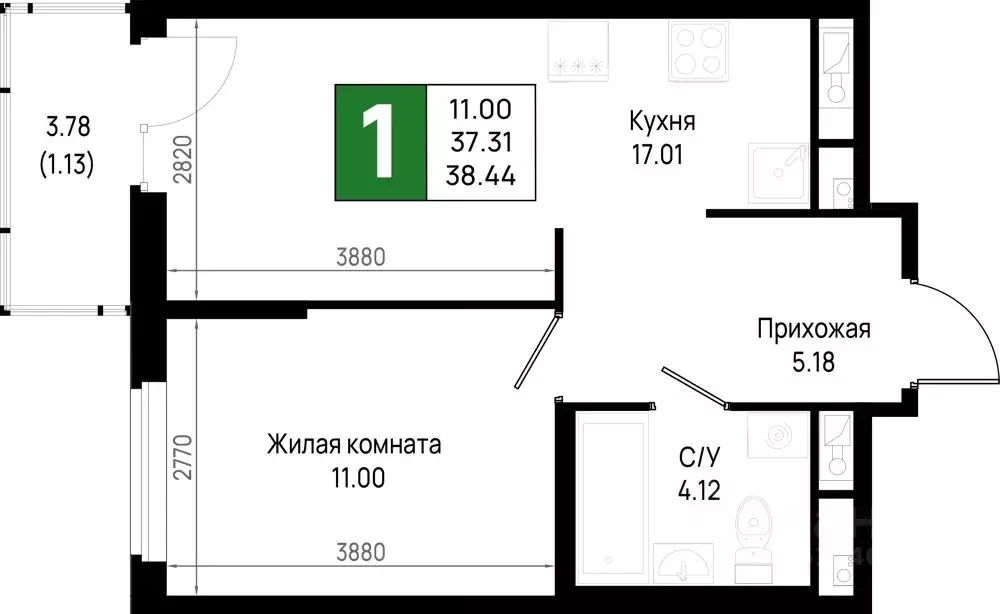 1-к кв. Ленинградская область, Всеволожский район, Свердловское ... - Фото 1