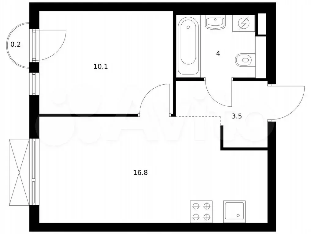 1-к. квартира, 34,6 м, 3/9 эт. - Фото 0