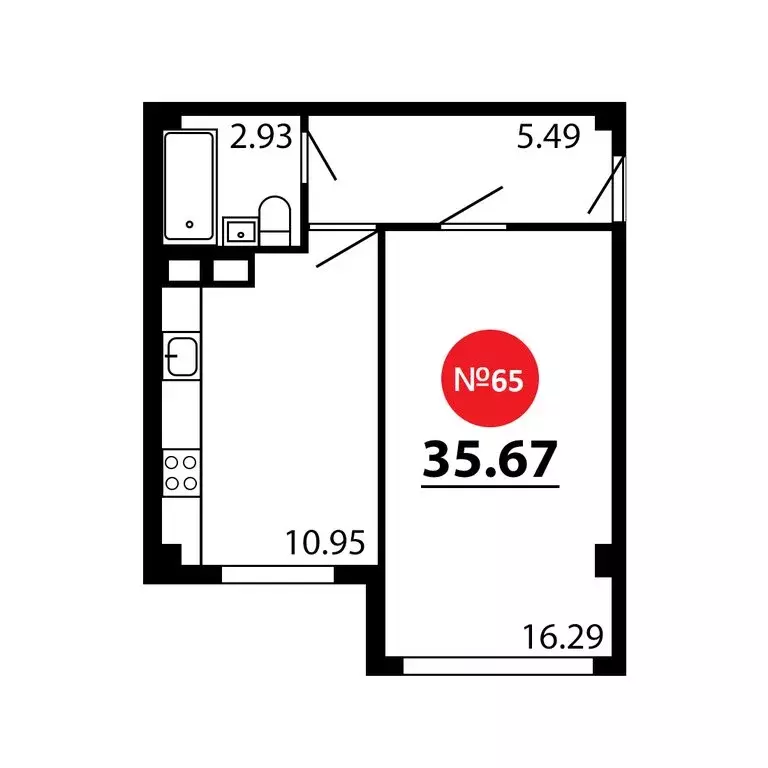 1-комнатная квартира: Симферопольский район, село Перово (35.67 м) - Фото 1