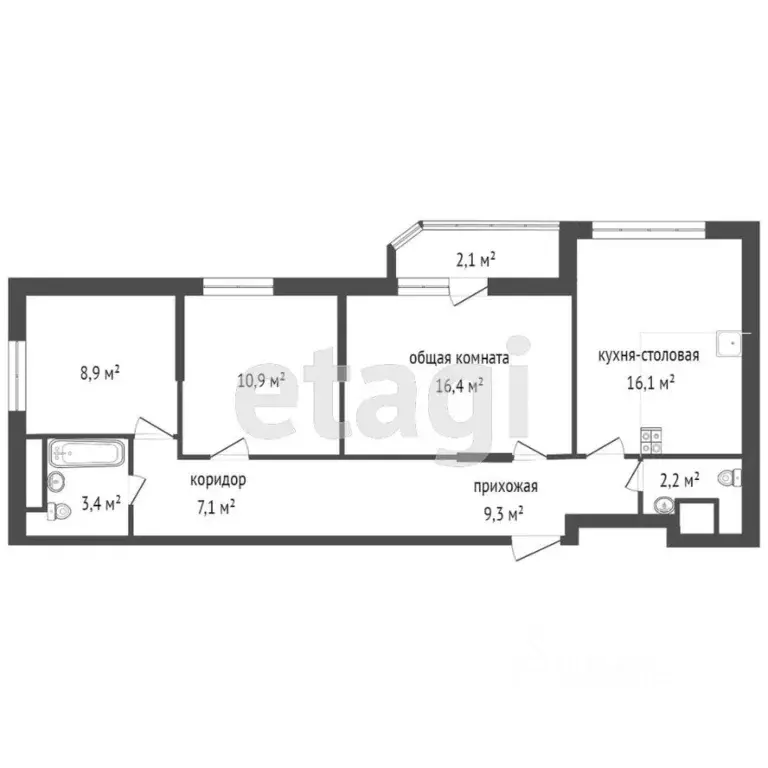 3-к кв. Тульская область, Киреевск ул. Чехова, 23 (61.4 м) - Фото 1