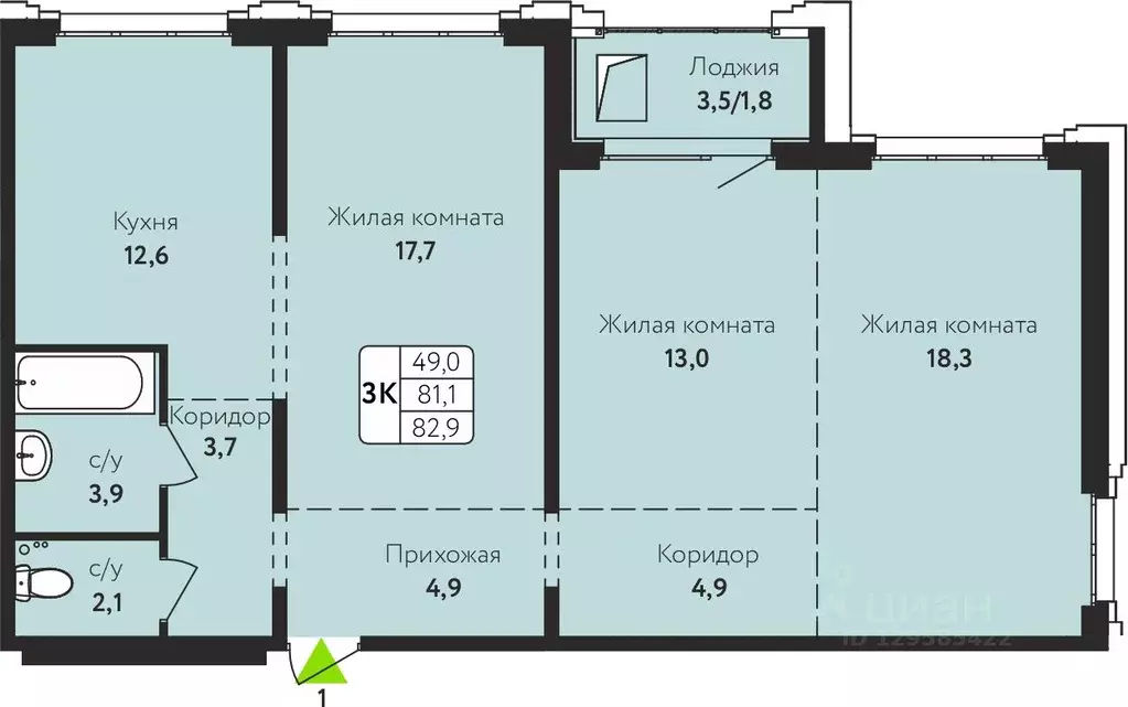 3-к кв. Алтайский край, Барнаул ул. Солнечная Поляна, 69 (82.9 м) - Фото 0