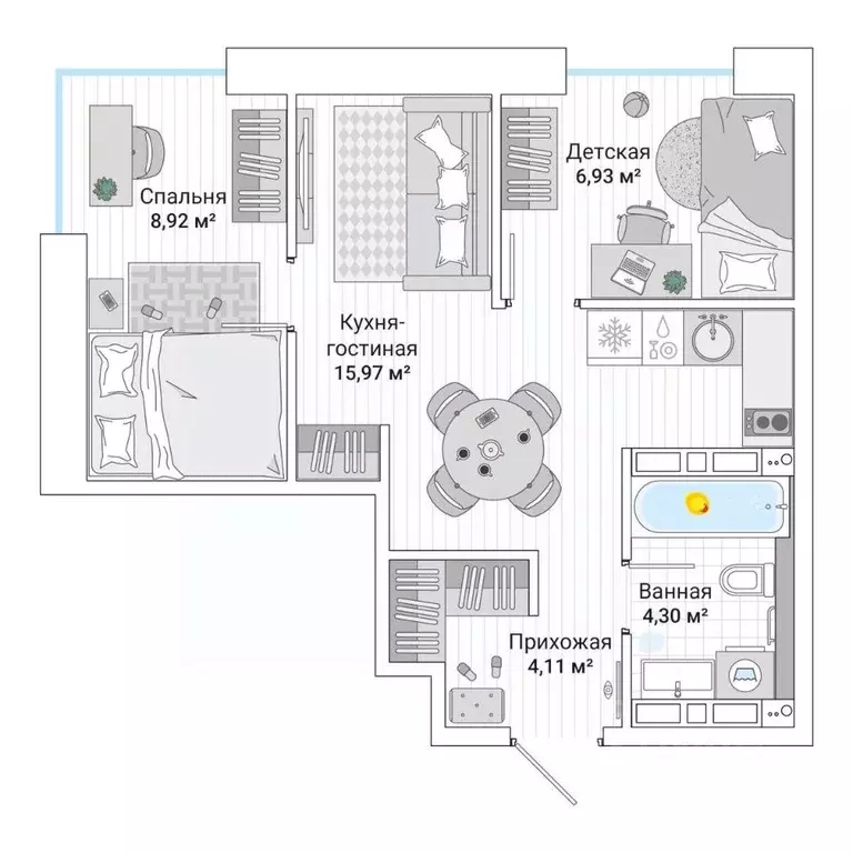 3-к кв. Приморский край, Владивосток Гринвуд жилой комплекс (41.0 м) - Фото 1