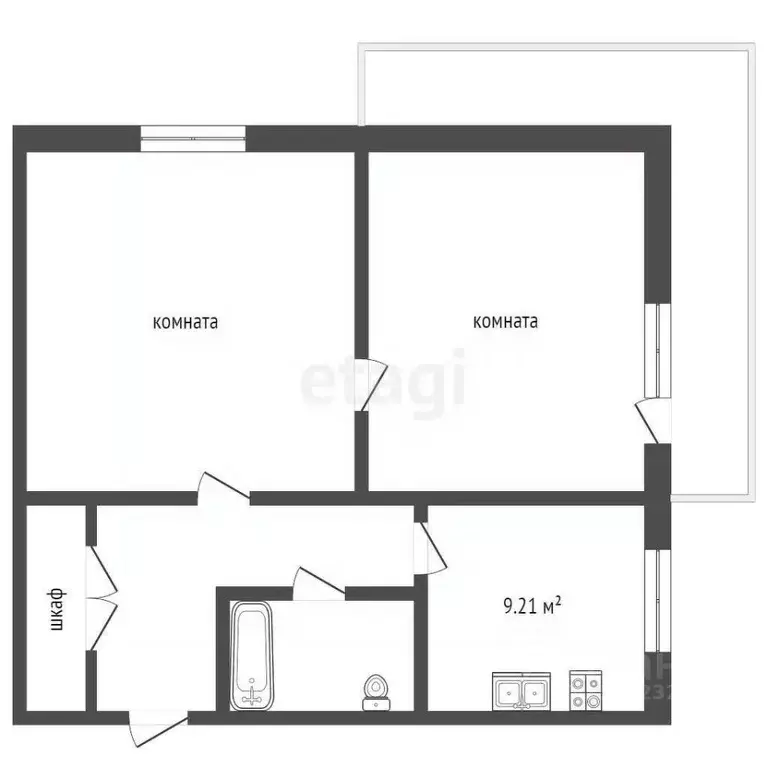 2-к кв. Владимирская область, Муром ул. Куликова, 9 (49.8 м) - Фото 1