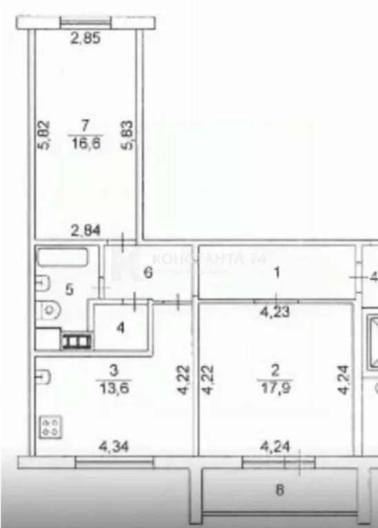 2-к кв. Челябинская область, Челябинск ул. Братьев Кашириных, 85а ... - Фото 2