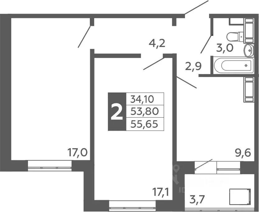 2-к кв. Башкортостан, Уфа Черниковка жилрайон, Калининский-2 мкр, ул. ... - Фото 1