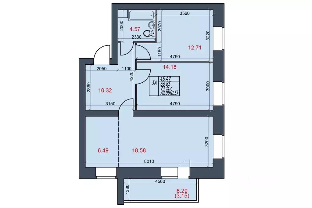 3-к кв. Вологодская область, Череповец 144-й мкр,  (70.0 м) - Фото 0