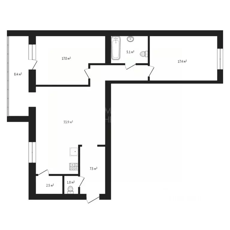 2-к кв. Тюменская область, Тюмень ул. Тимофея Кармацкого, 7 (93.5 м) - Фото 1