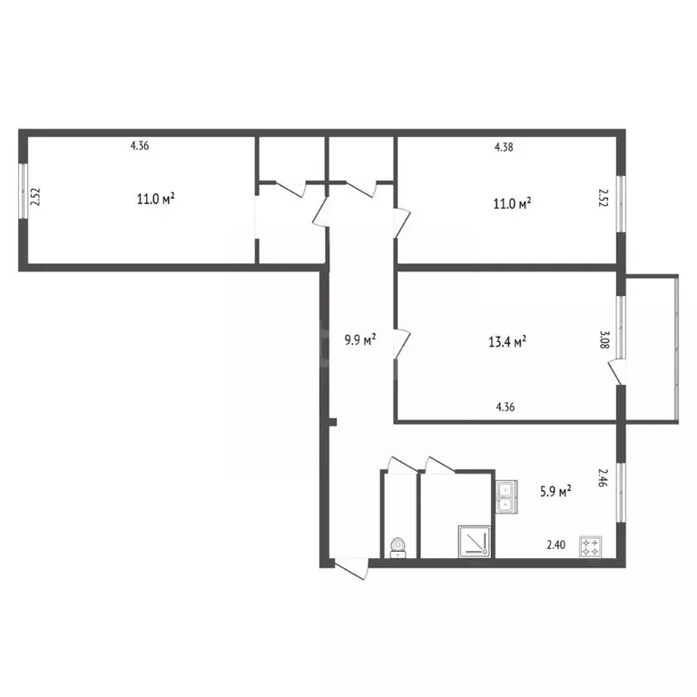 3-к кв. Ленинградская область, Сертолово Всеволожский район, Парковая ... - Фото 2