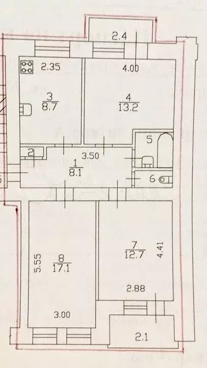 3-к. квартира, 64 м, 2/5 эт. - Фото 0