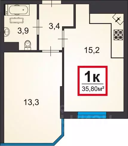 1-к кв. Краснодарский край, Анапа Анапское ш., 30к3 (36.0 м) - Фото 1