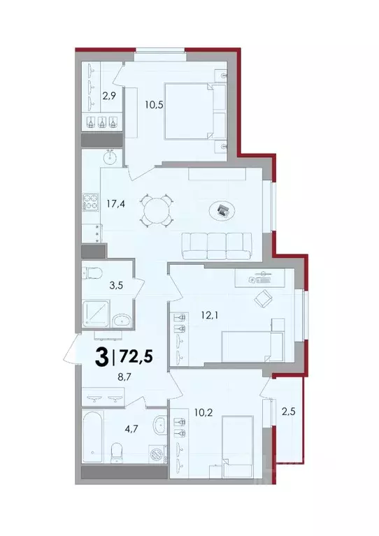 3-к кв. Тверская область, Калининский муниципальный округ, д. Батино ... - Фото 1