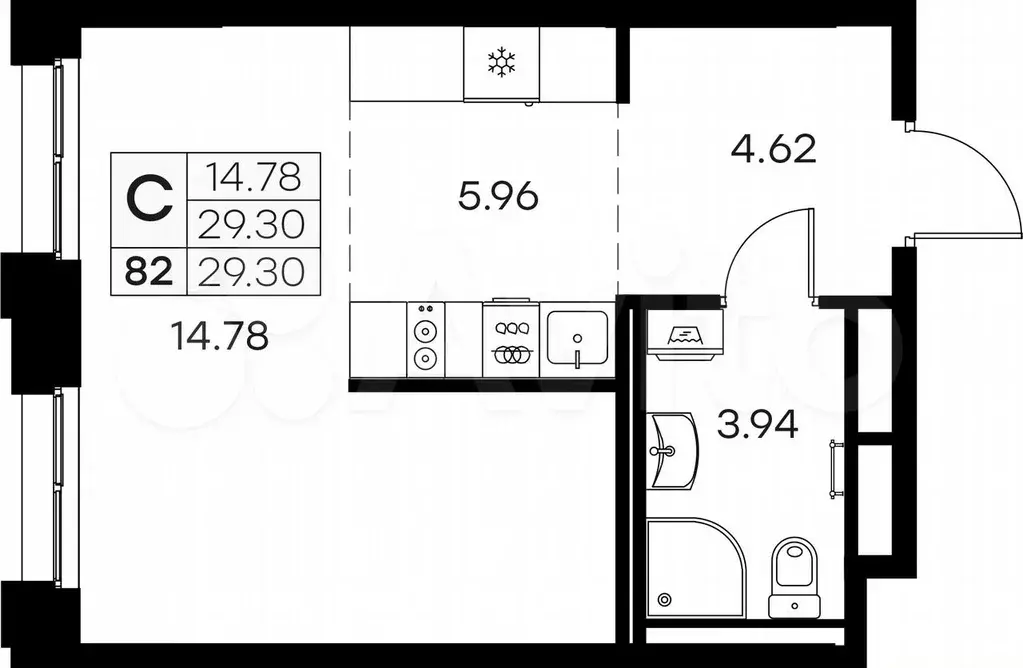Квартира-студия, 29,3 м, 8/16 эт. - Фото 0
