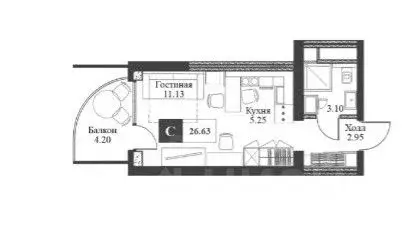 Студия Крым, Алушта ул. Западная, 4 (26.63 м) - Фото 2