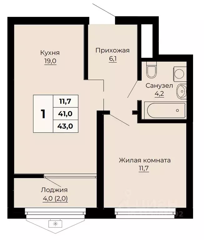 1-к кв. Свердловская область, Екатеринбург ул. Одинарка, 6 (43.0 м) - Фото 0